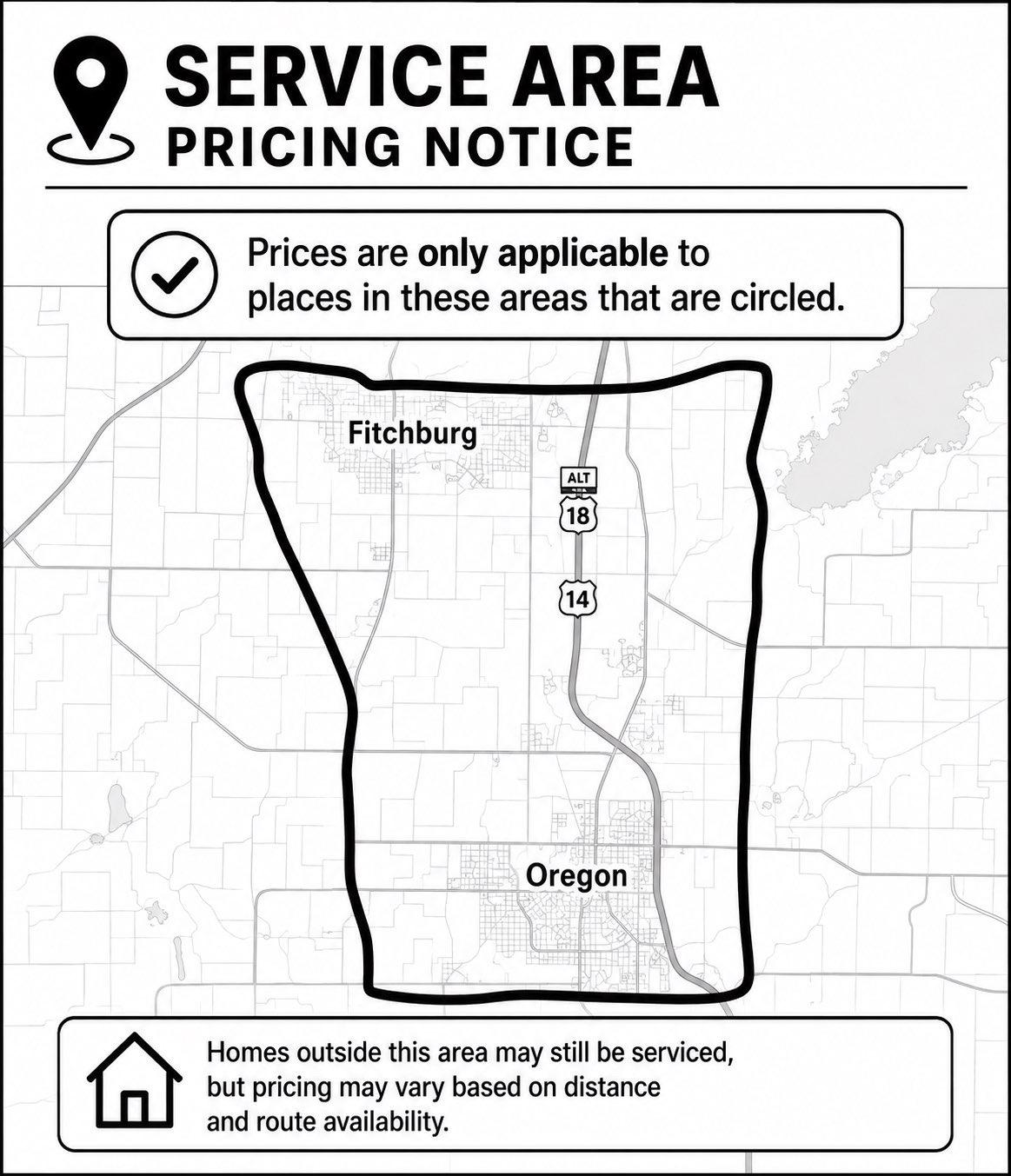 Service area estimates pricing notice